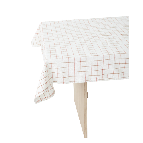 Grid Tablecloth 260x140 White-Red