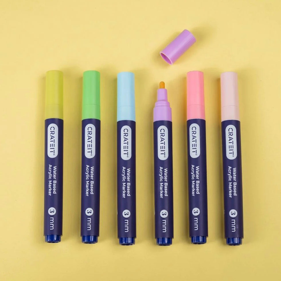 Crateit Pastel Markers 3mm 6pk