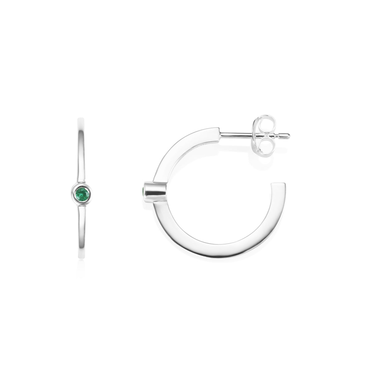 Efva Attling Micro Blink Hoops Green Emerald