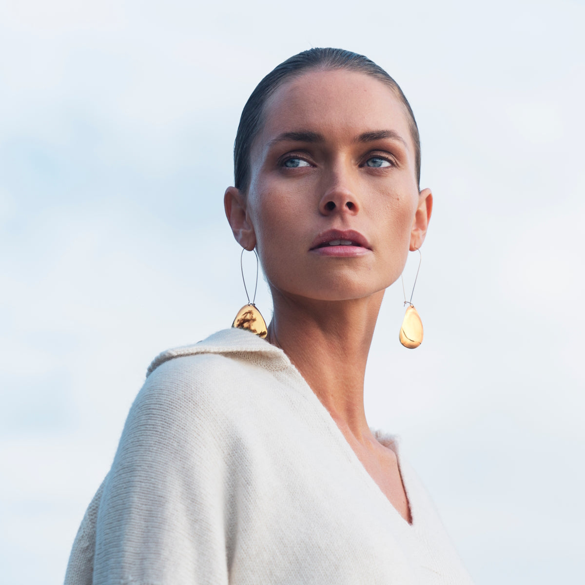 Efva Attling Rose Petal Earrings Gold