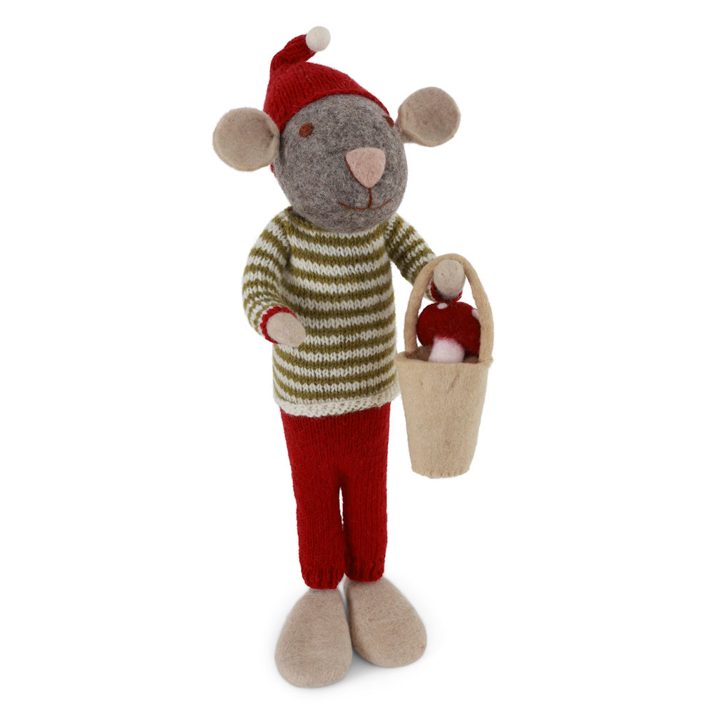 Gry & Sif Mouse Boy Extra Large Grey with Mushroom Bucket