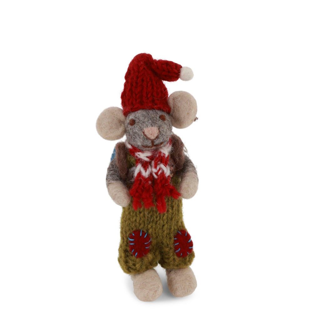 Gry & Sif Mouse Boy Small Grey with Backpack