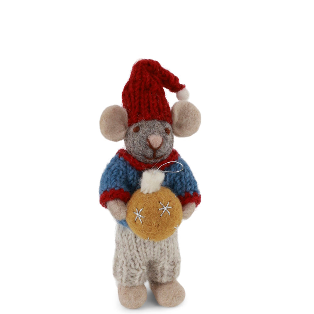 Gry & Sif Mouse Boy Small Grey with Bauble