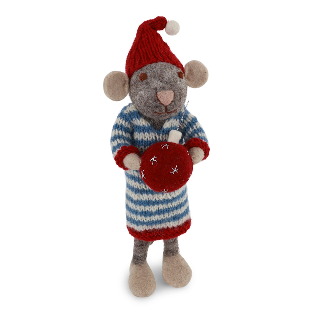 Gry & Sif Mouse Girl Big Grey with Bauble
