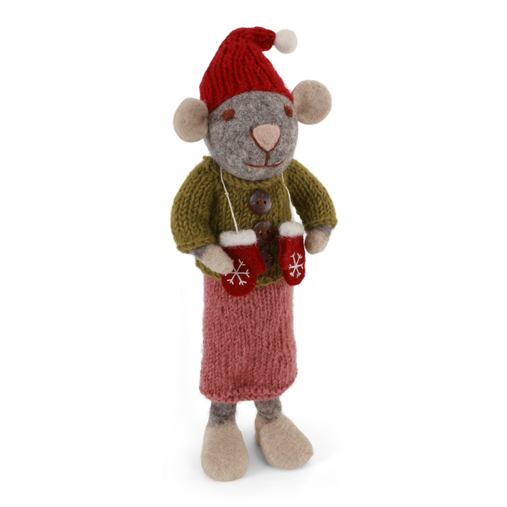 Gry & Sif Mouse Girl Big Grey with Mittens