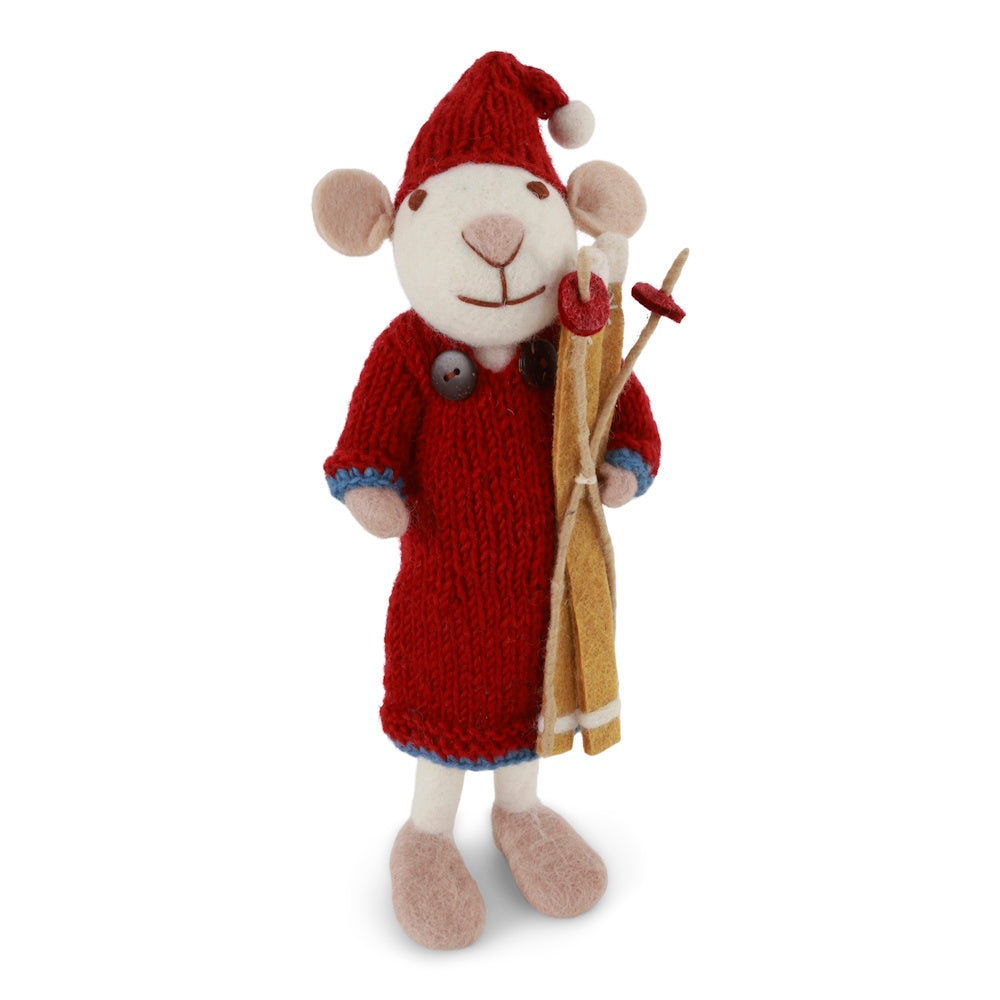 Gry & Sif Mouse Girl Big White with Skis