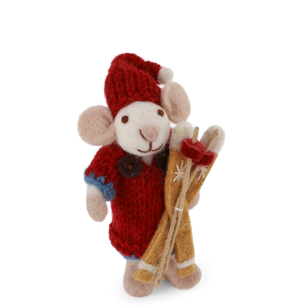 Gry & Sif Mouse Girl Small White with Skis