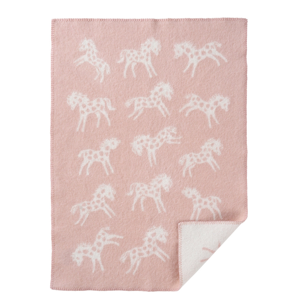 Klippan Pony Wool Baby Blanket dusty pink