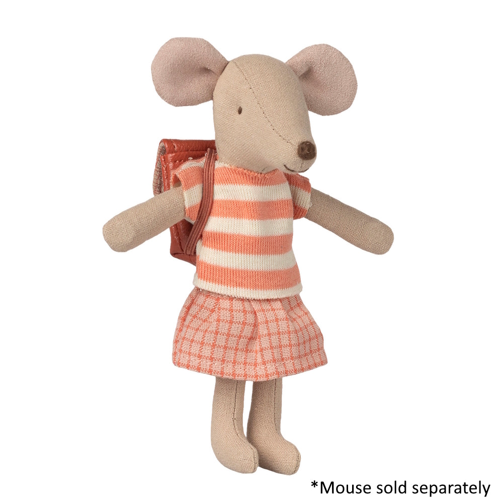 Maileg Clothes and Bag Big Sister Mouse Coral