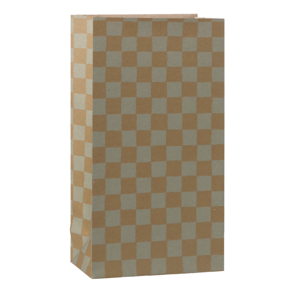 Maileg Gift Bag Medium Checker Mint-Ocher 50pk