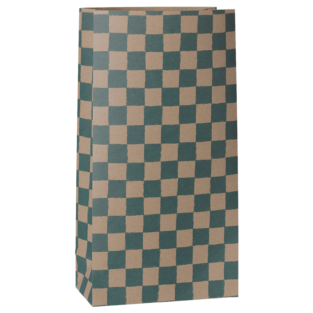 Maileg Gift Bag Medium Checker Petrol 50pk