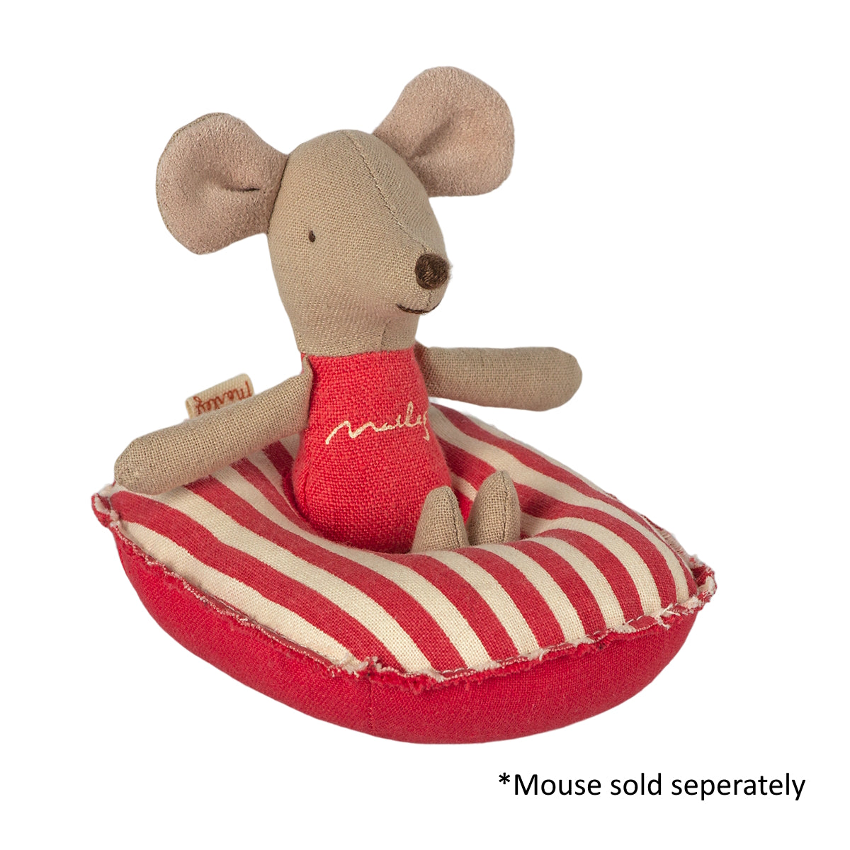 Maileg Mouse Rubber Boat Small red stripes