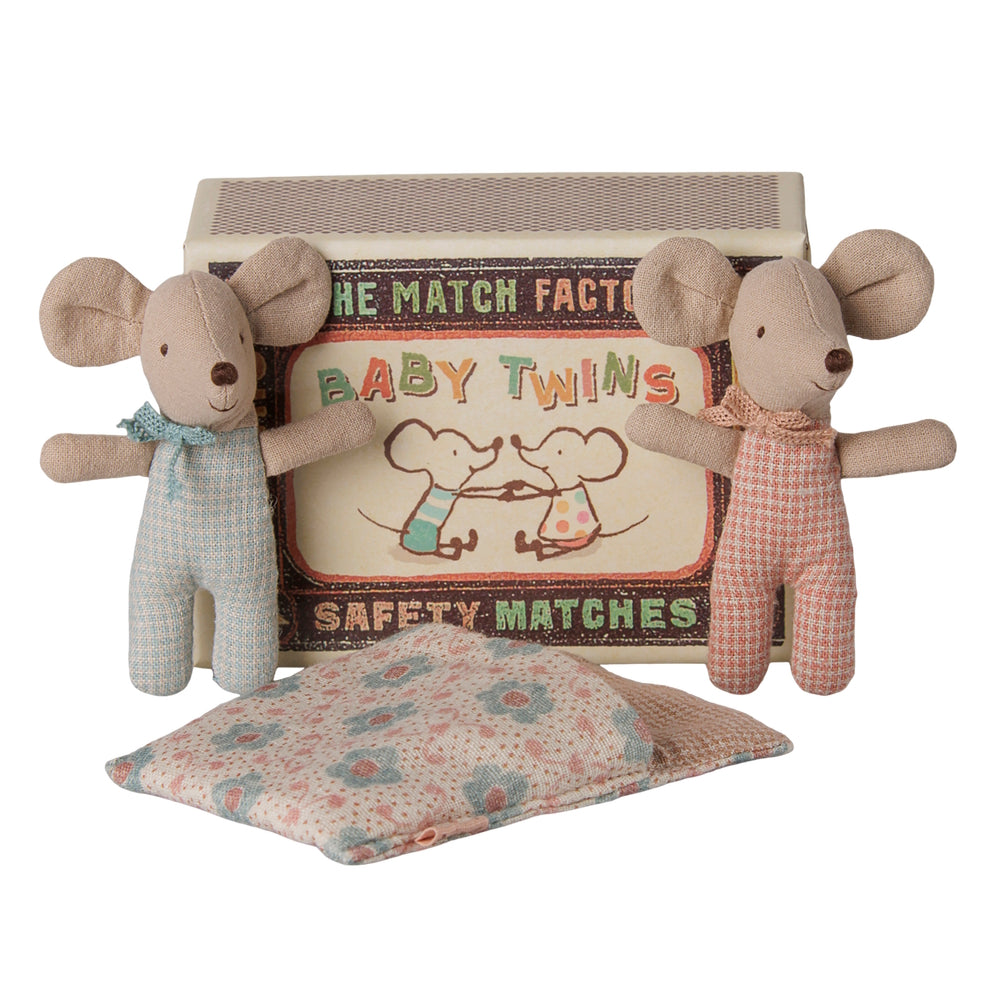 Maileg Twins Baby Mice in Matchbox Checker 2026