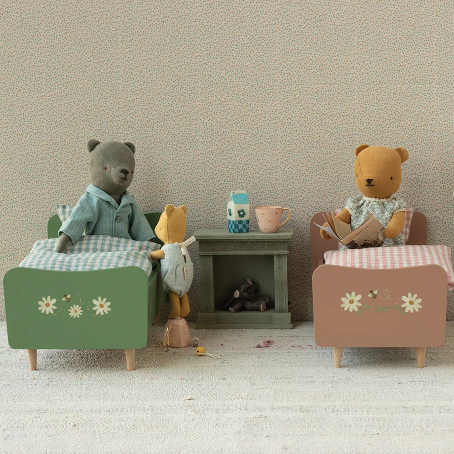 Maileg Wooden Bed Dusty Green for Teddy Dad