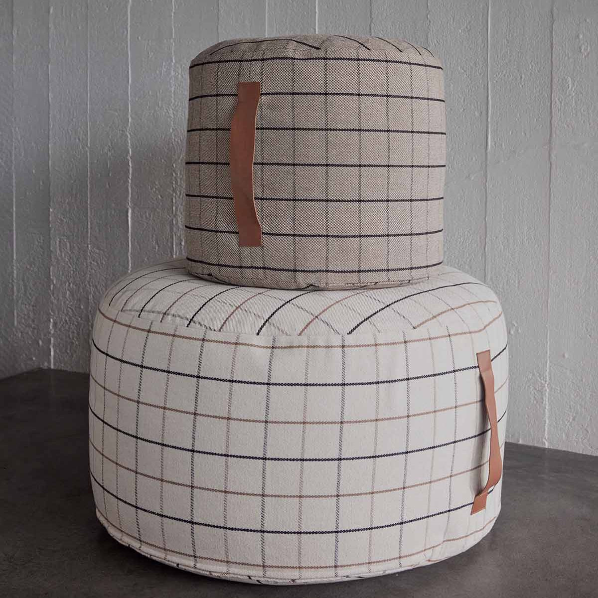 OYOY Grid Cotton Pouf Small Clay
