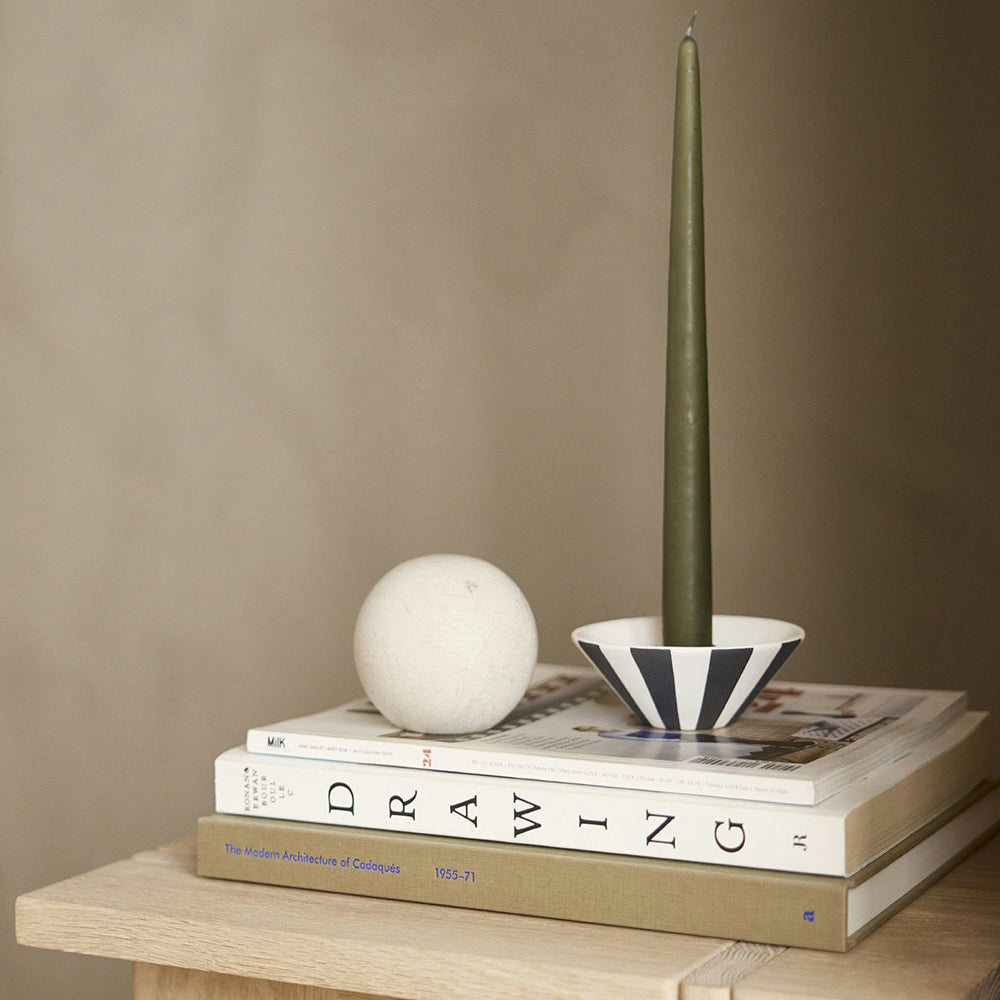 OYOY Toppu Candle Holder Low white-black