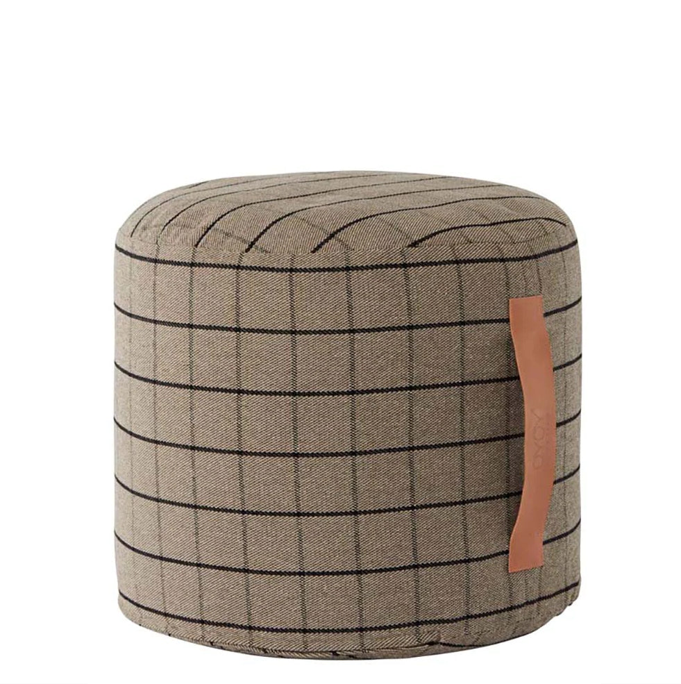 OYOY Grid Cotton Pouf Small Clay