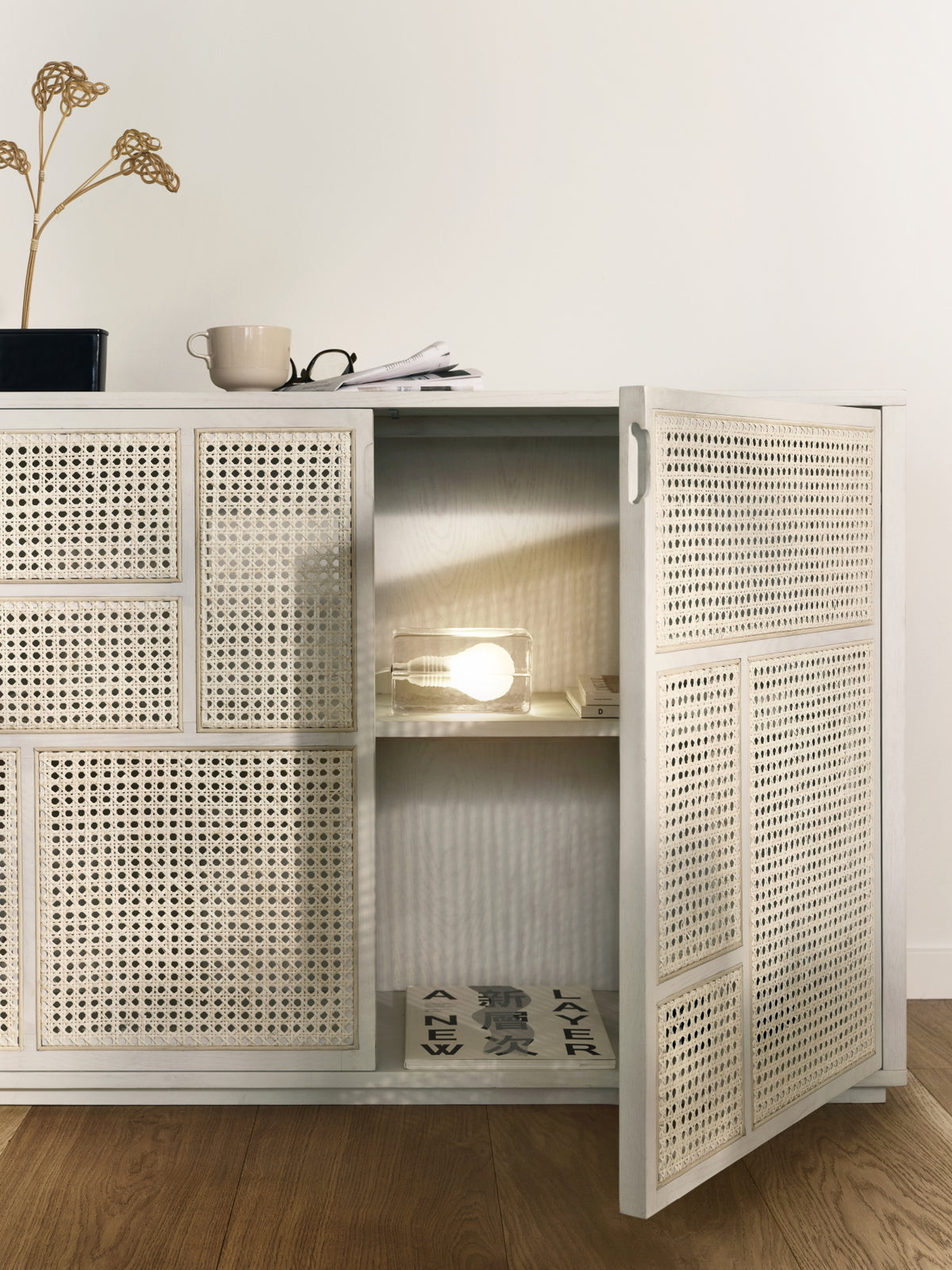 Design House Stockholm Air Sideboard Oak Rattan White