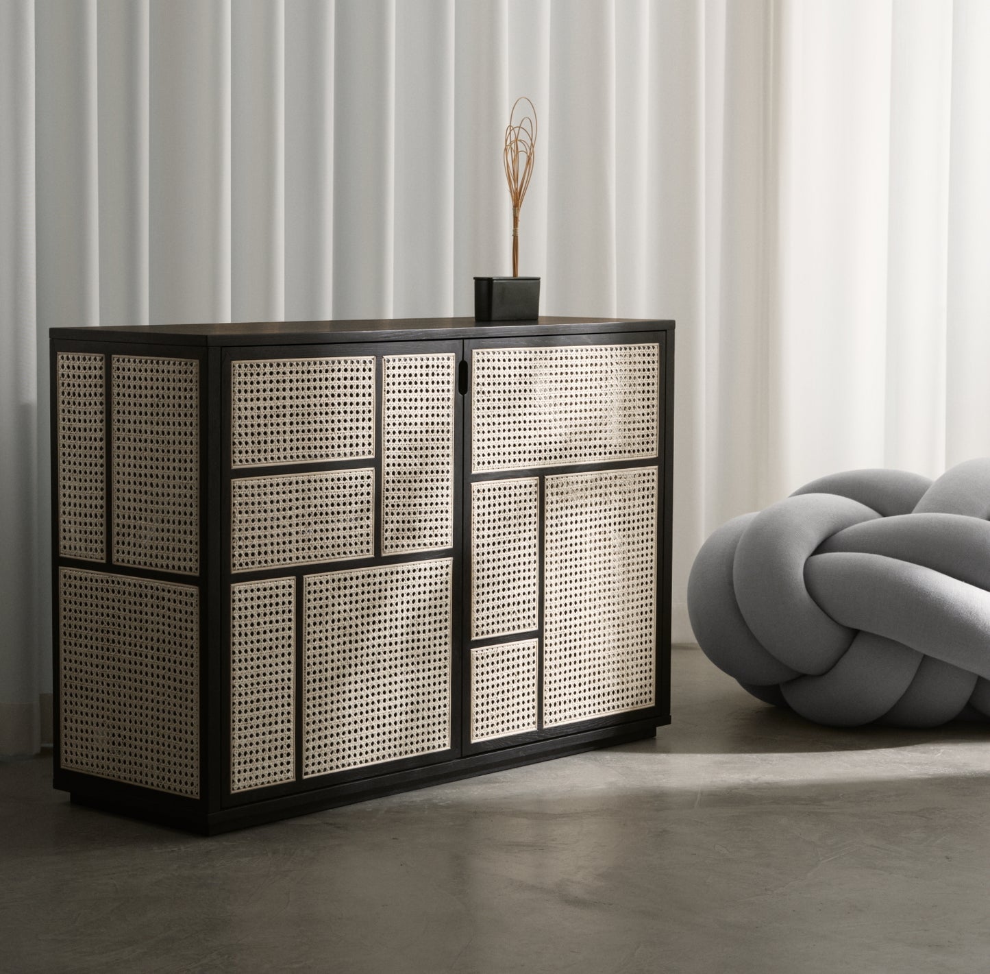 Design House Stockholm Air Sideboard Oak-Rattan Black