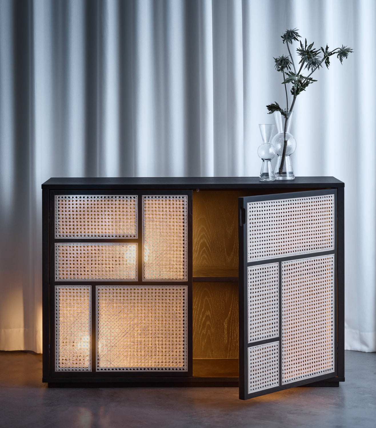 Design House Stockholm Air Sideboard Oak-Rattan Black