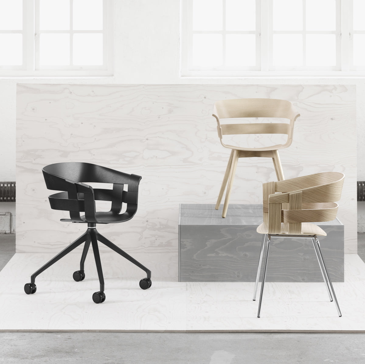 Design House Stockholm Wick Chair Swivel & Wheels black-grey