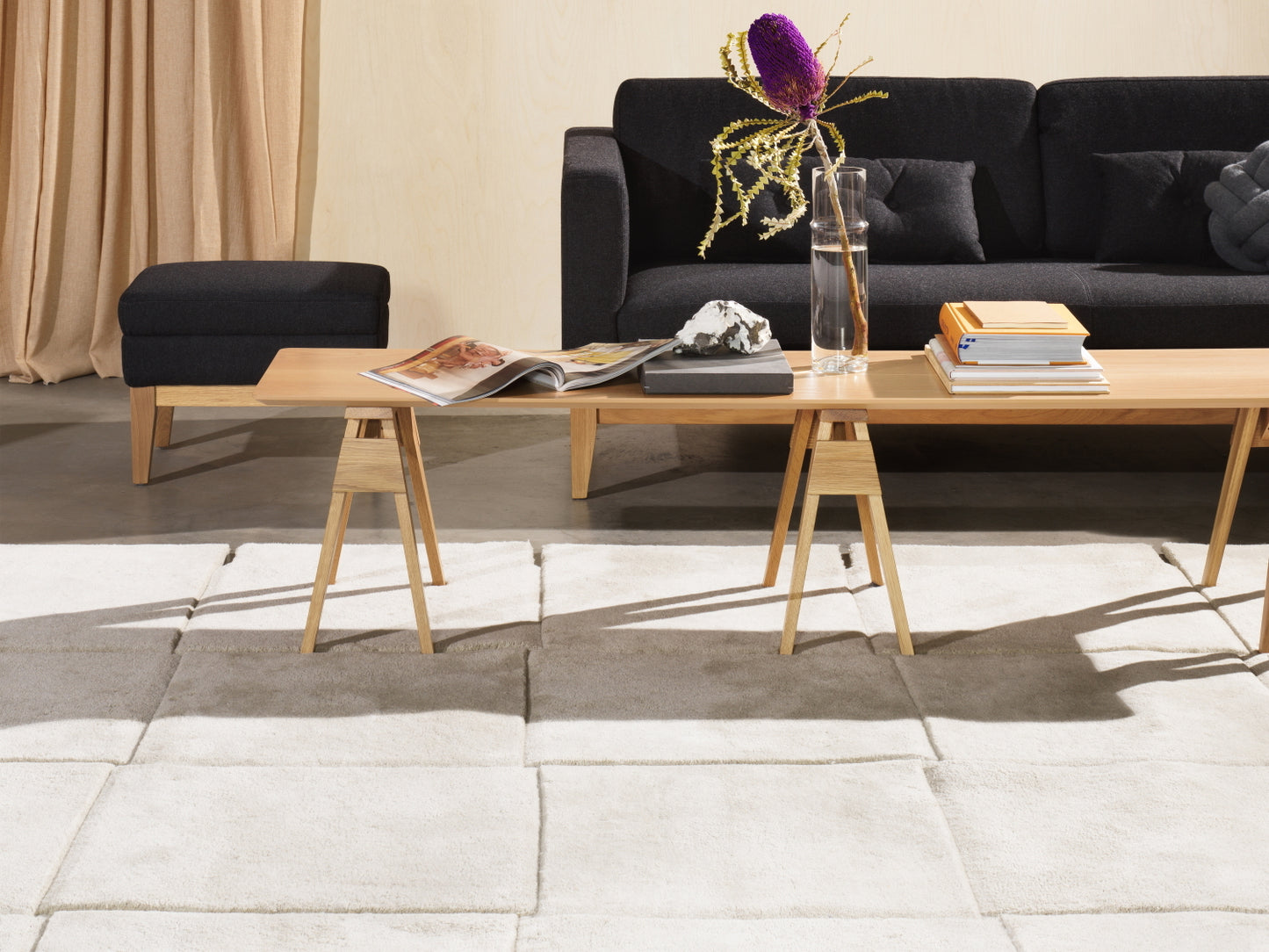 Design House Stockholm Basket Rug Wool 185x240 Beige