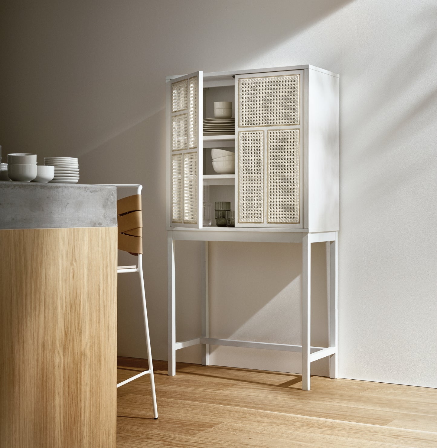 Design House Stockholm Air Cabinet Oak-Rattan White