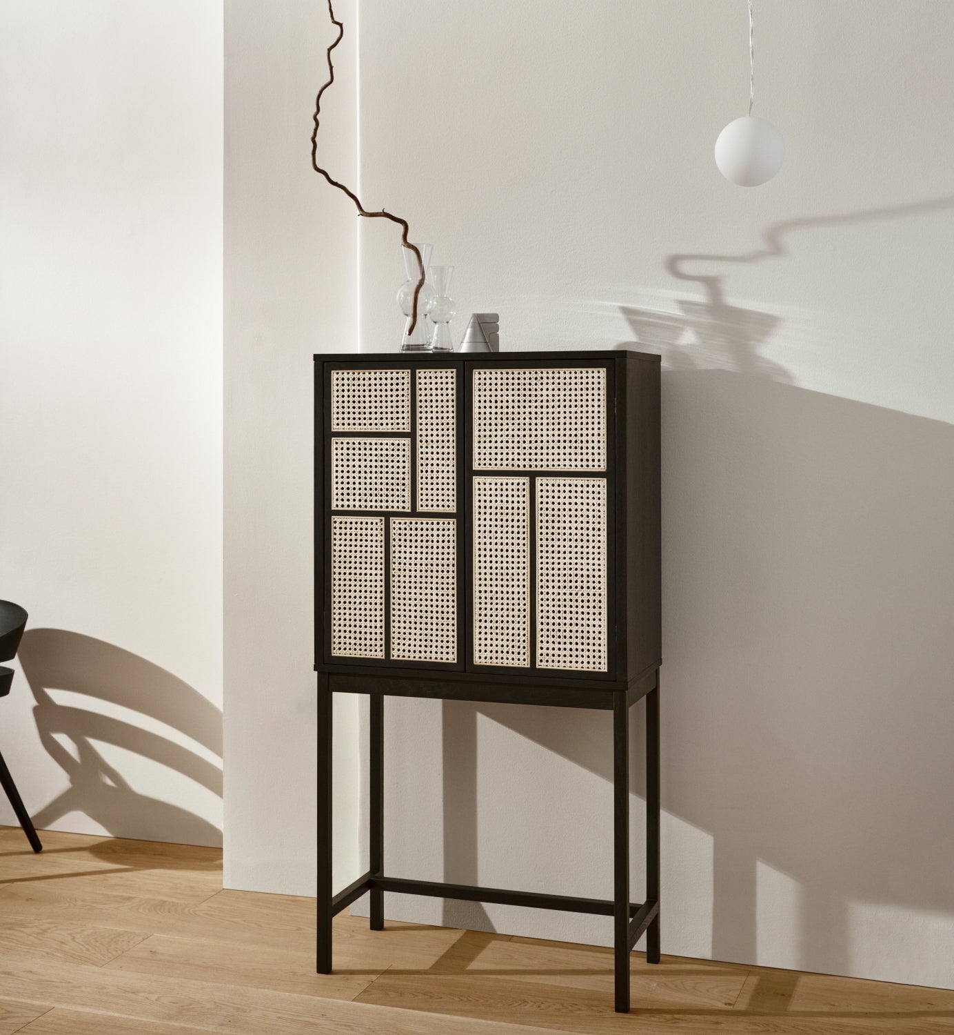 Design House Stockholm Air Cabinet Oak-Rattan Black