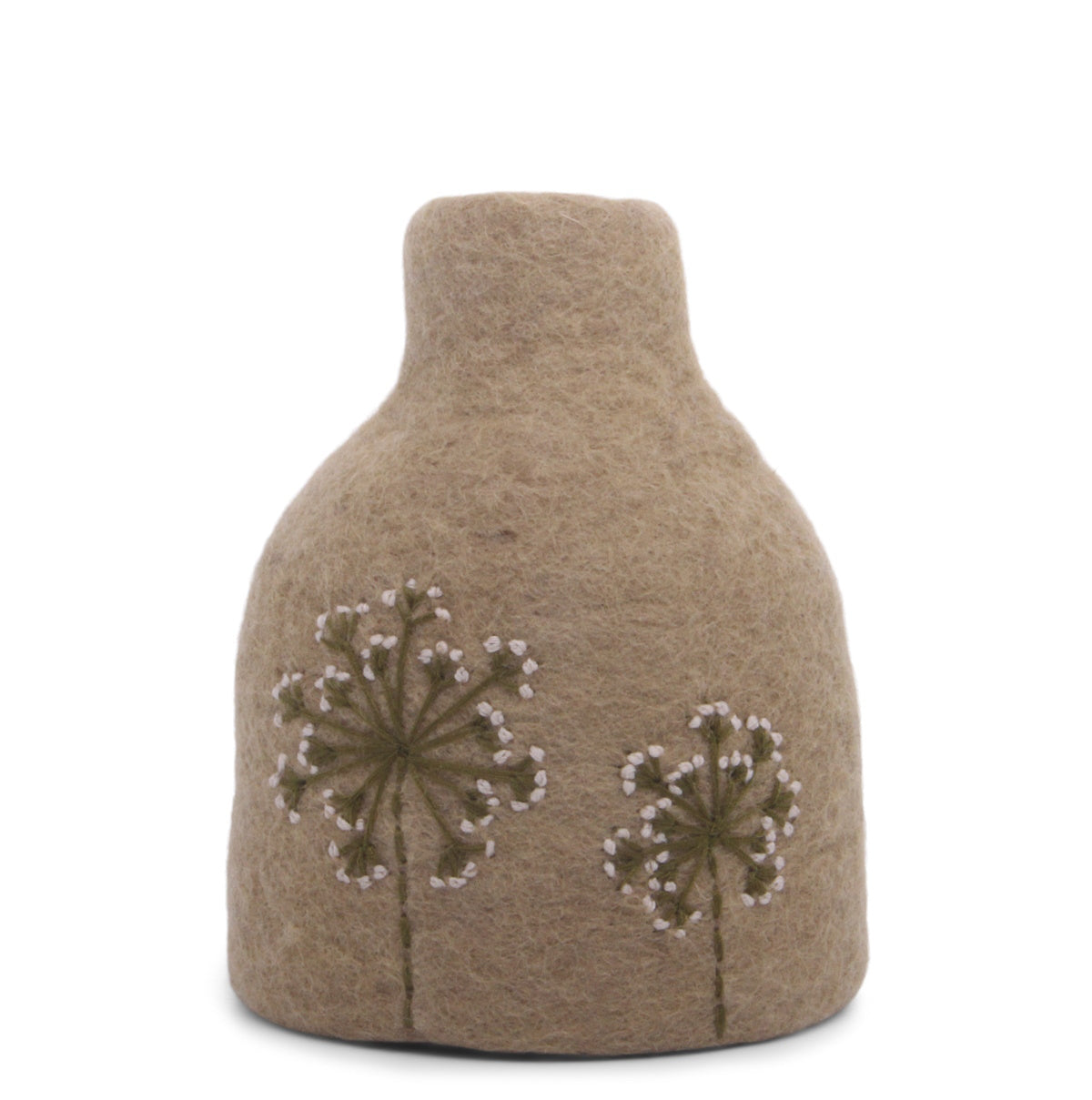 Gry & Sif Vase Felt Embroidered brown