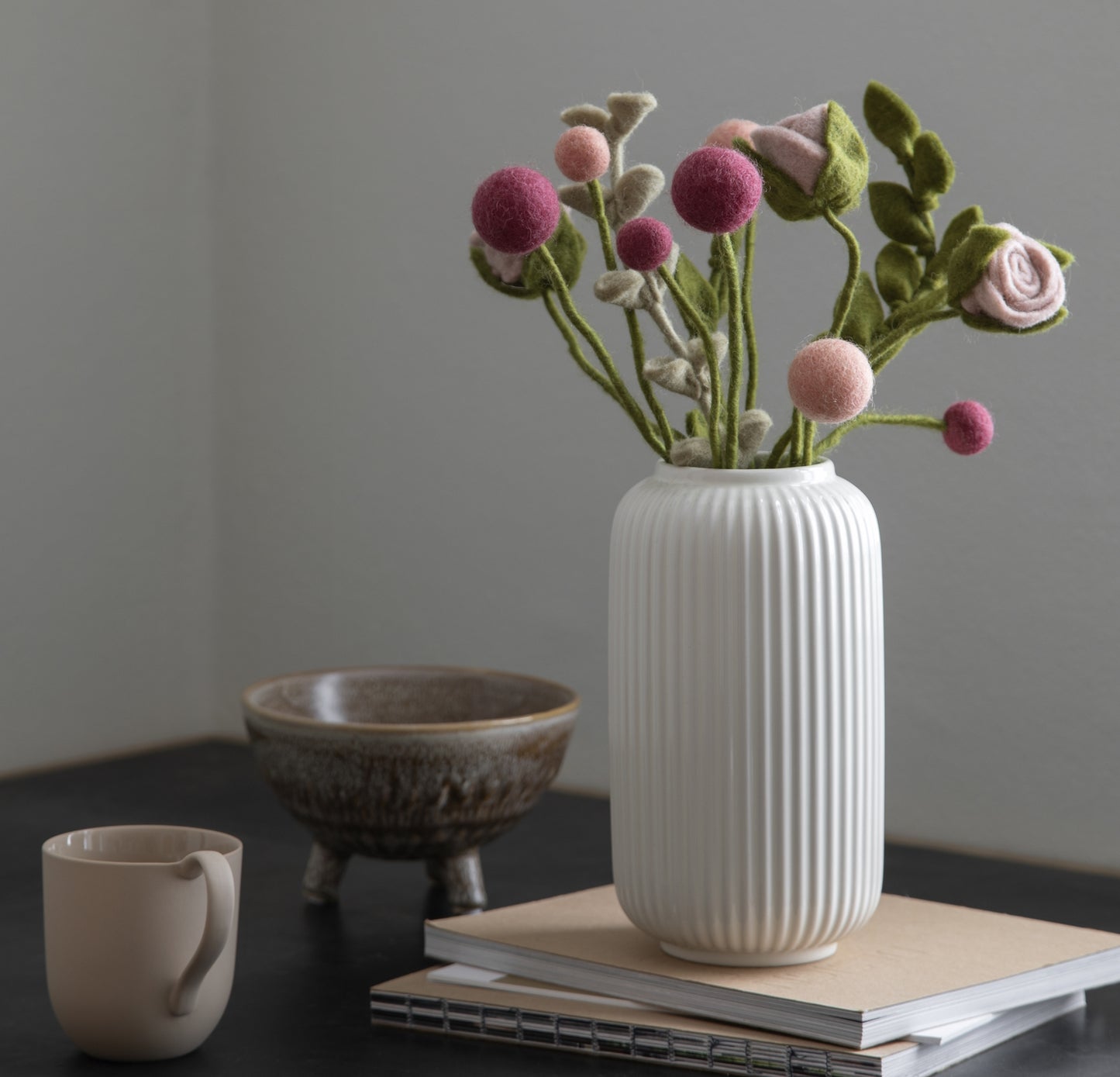 Gry & Sif Rose Felted Flower dusty rose