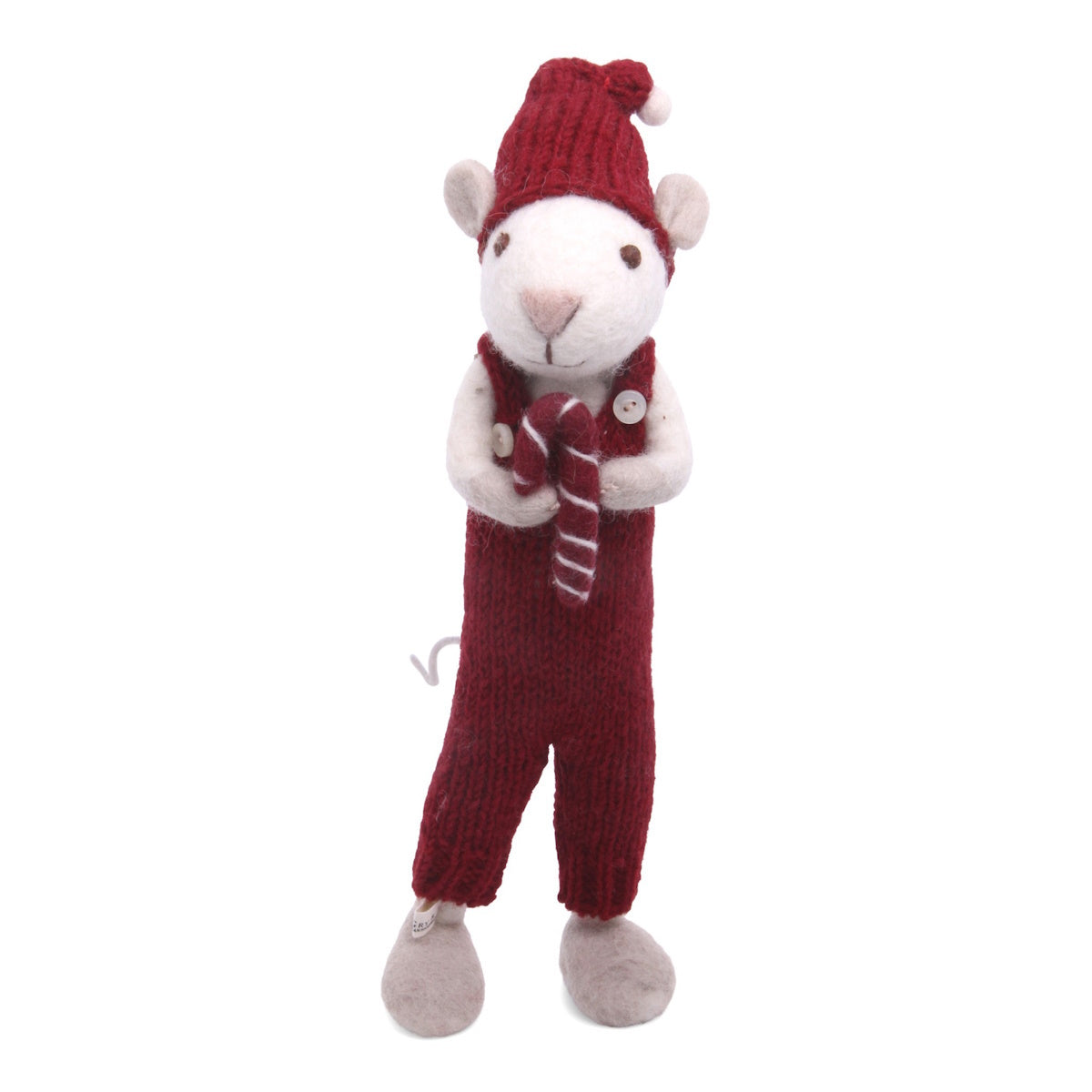 Gry & Sif Mouse Boy Big White w/Candy Cane