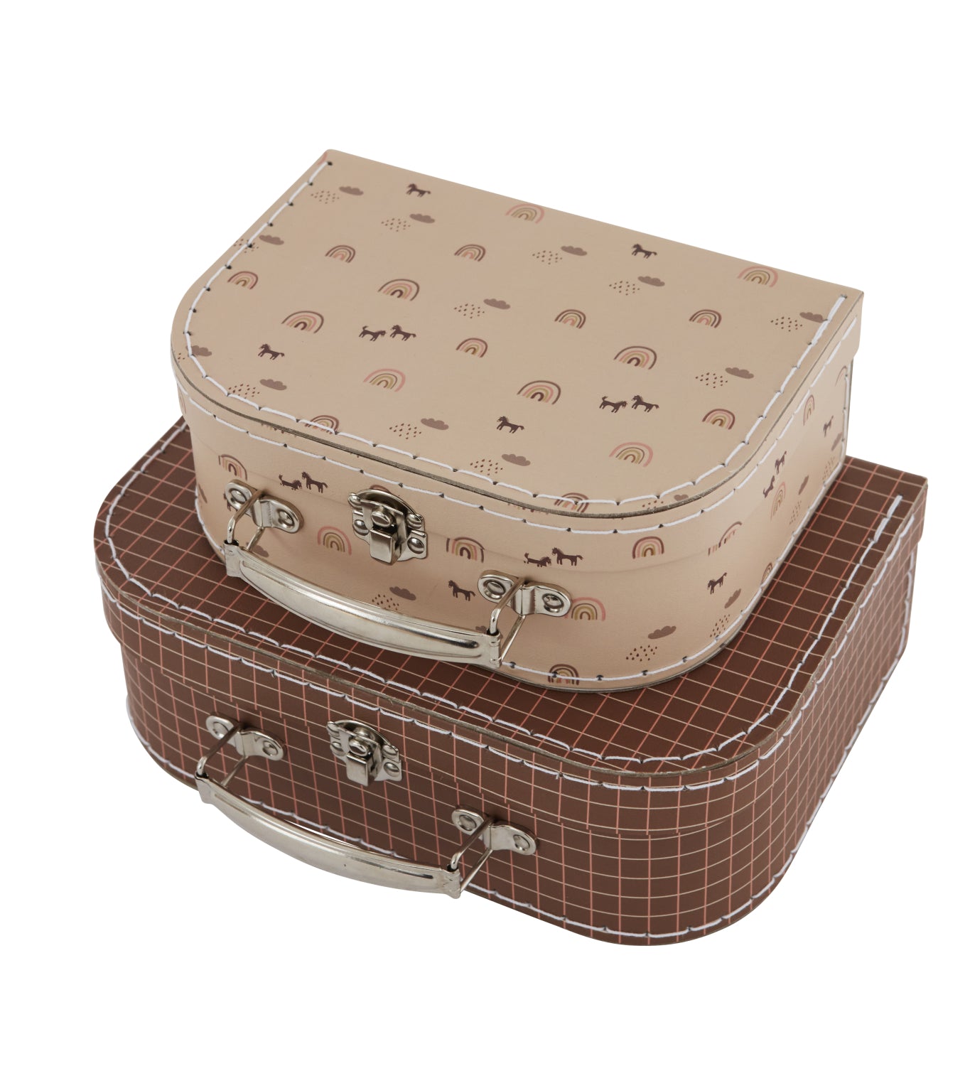 OYOY Mini Suitcase Rainbow & Grid 2pk