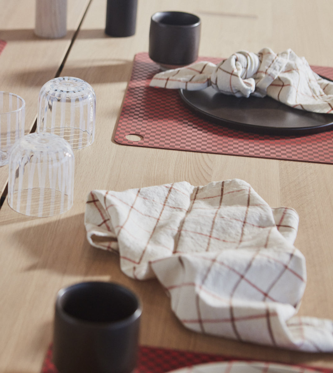 OYOY Grid Organic Cotton Napkin 2pk Red