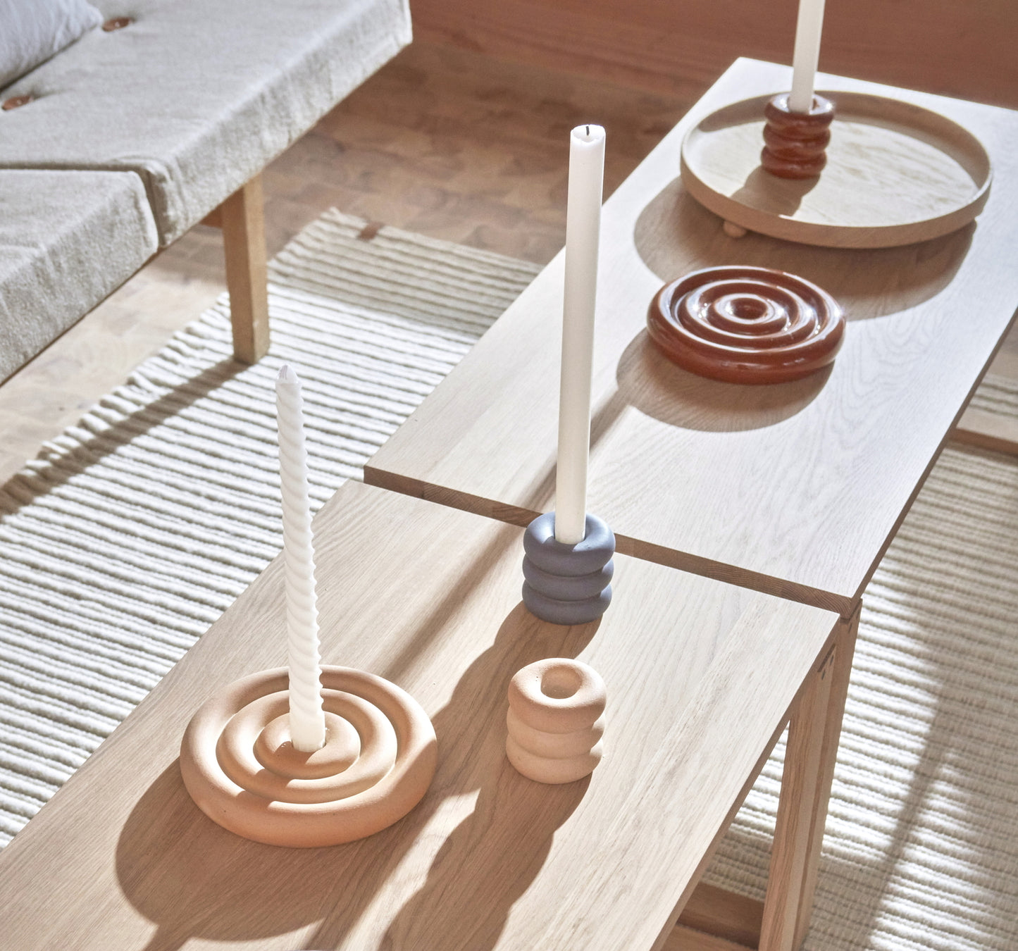 OYOY Savi Ceramic Candle Holder Short Beige