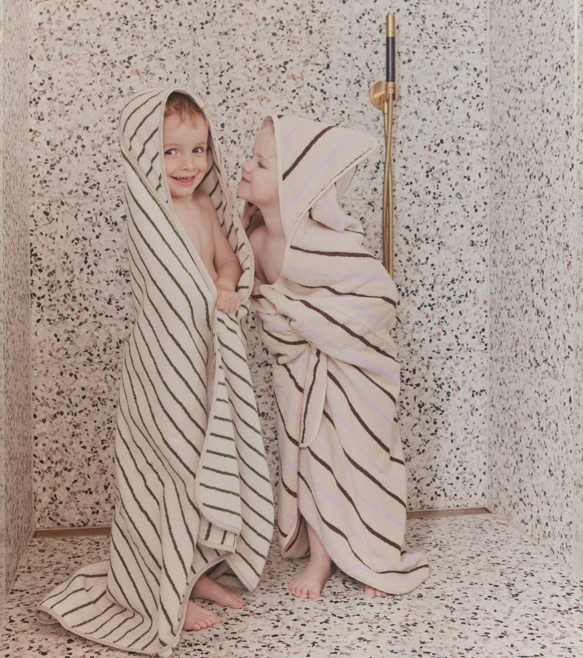 OYOY Raita Organic Cotton Kids Hooded Towel Purple-Clay