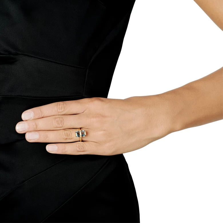 Efva Attling Little Bend Over Ring aquamarine 17.25