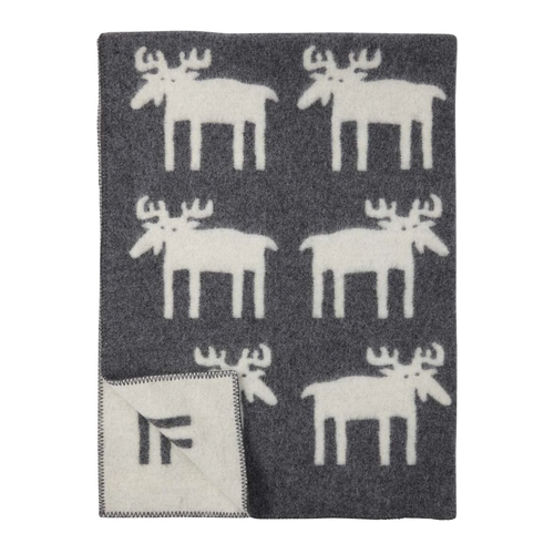Moose Wool Blanket grey-white