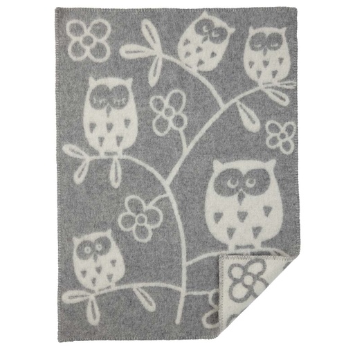 Tree Owl Wool Blanket grey