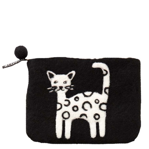 Cat Felted Purse black