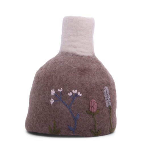 Vase Felt Embroidered lavender