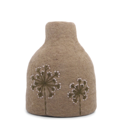 Vase Felt Embroidered brown