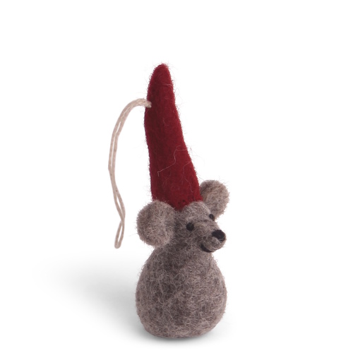 Christmas Mouse Grey Felt Decoration 