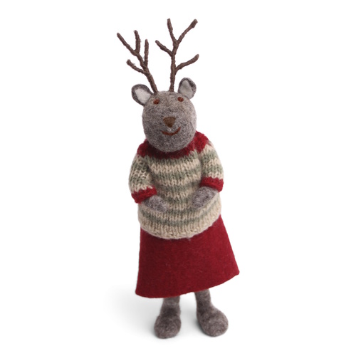 Deer Girl Big Grey w/skirt & sweater