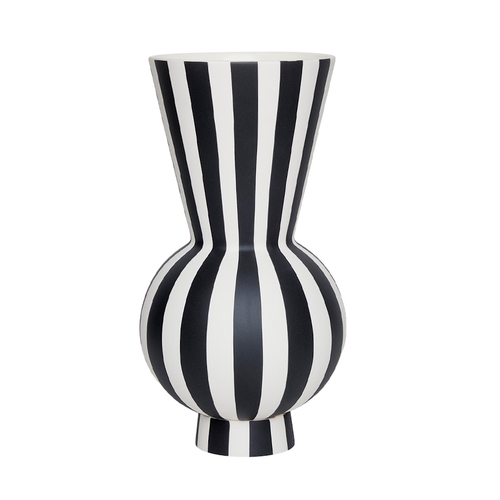 Toppu Vase Round white-black