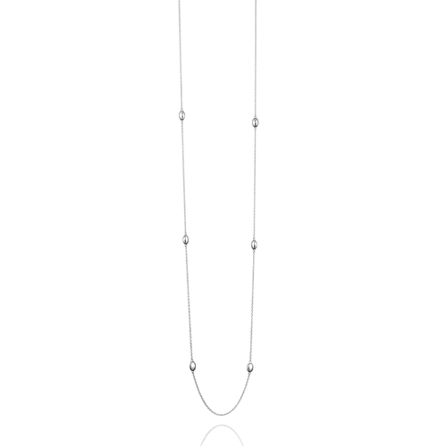 Love Bead Long Necklace Silver