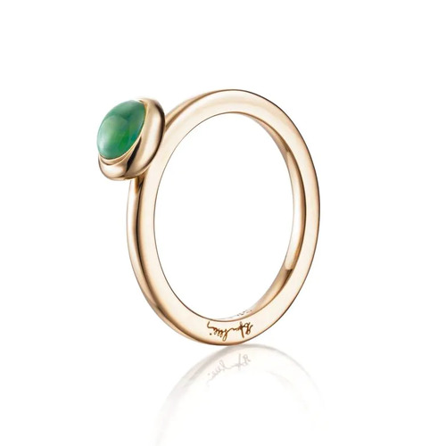 Love Bead Ring Gold Green Agate 17