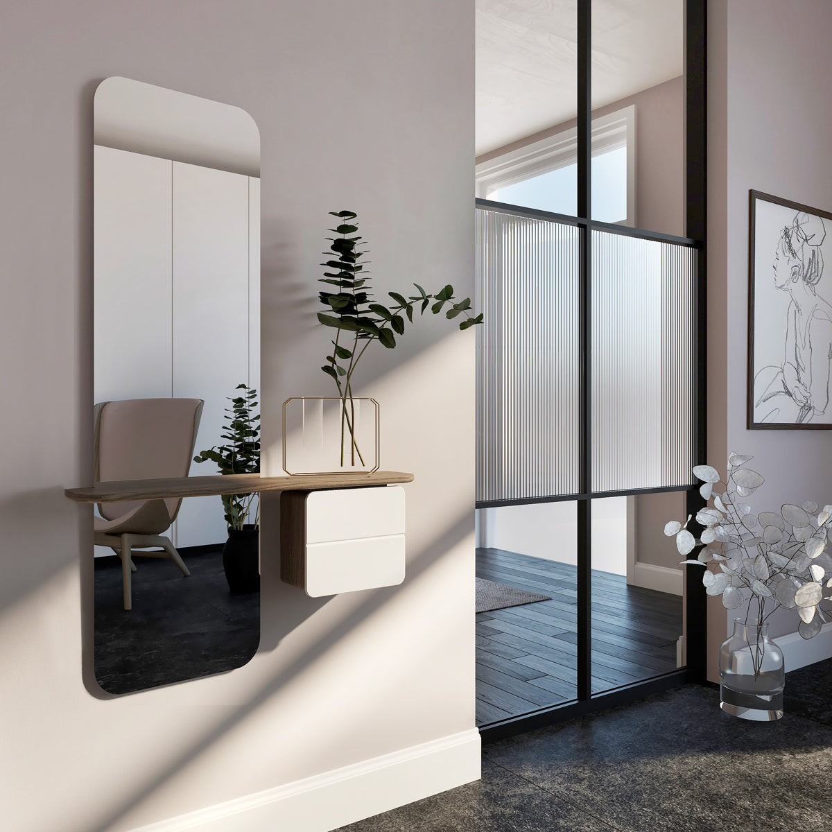 Umage One More Look Mirror Oak Pearl White