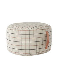 OYOY Grid Cotton Pouf Large off-white