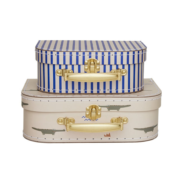 OYOY Mini Suitcase Crocodile & Stripe 2pack