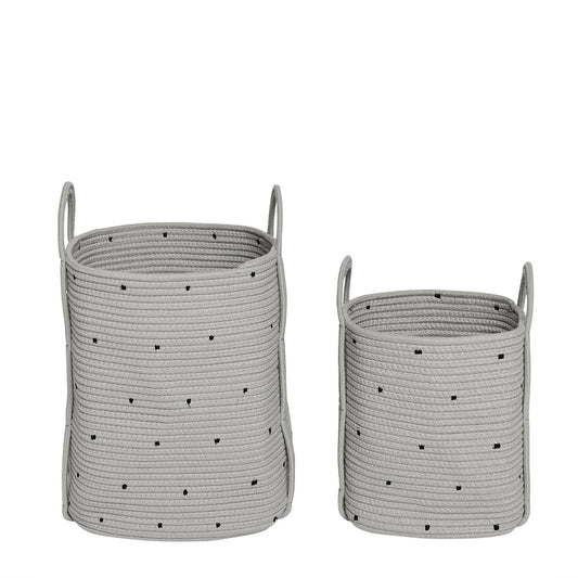 OYOY Dot Cotton Rope Basket Clay 2pk